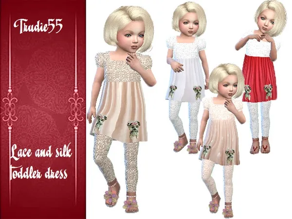 Alpha Lace and silk toddler dress - The Sims 4 Custom Content