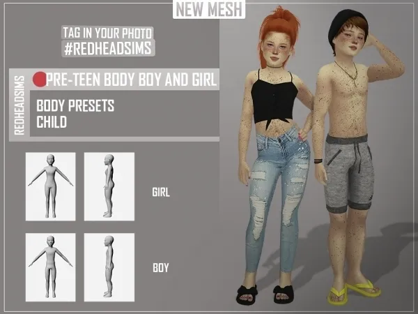Alpha PRE TEEN BODY PRESETS - The Sims 4 Custom Content