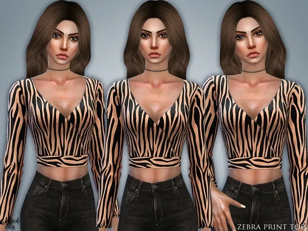Alpha Zebra Print Top - The Sims 4 Custom Content