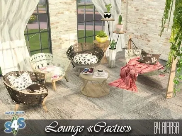 Alpha Lounge Cactus by afirsa - The Sims 4 Custom Content