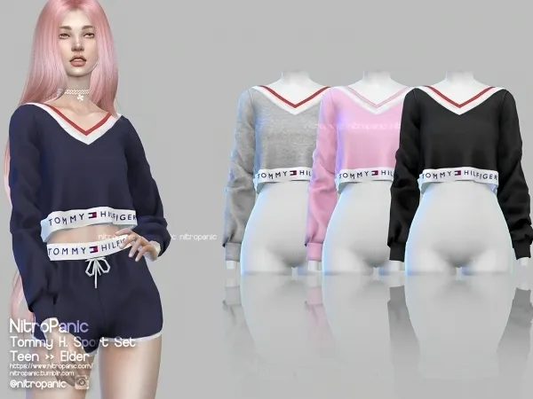 Alpha Tommy H Sport Set (Top) by nitropanic - The Sims 4 Custom Content