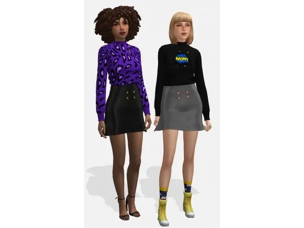 Maxis Match Jumper and leather skirt by nyuska - The Sims 4 Custom Content
