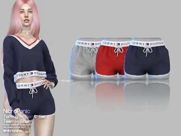 Alpha Tommy H Sport Set (Bottom) by nitropanic - The Sims 4 Custom Content