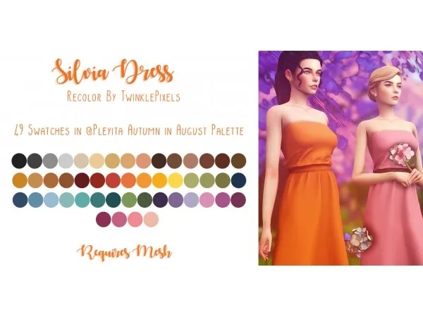Maxis Match Bridesmaid Set Silvia Dress Recolor twinklepixels - The Sims 4 Custom Content