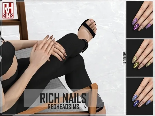 Alpha RICH NAILS by redheadsims - The Sims 4 Custom Content