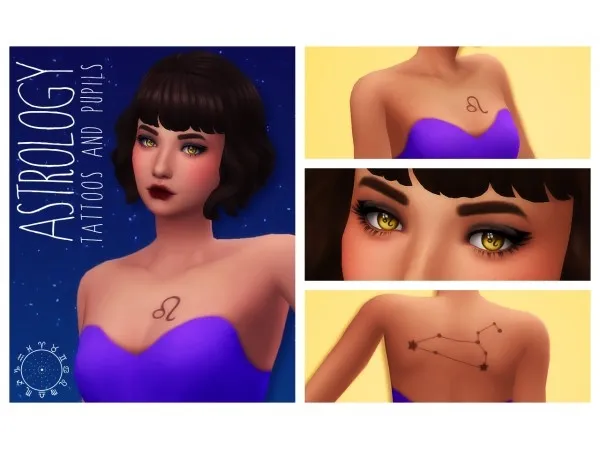 Mix ASTROLOGY Tattoos and Pupils by noodlescc - The Sims 4 Custom Content