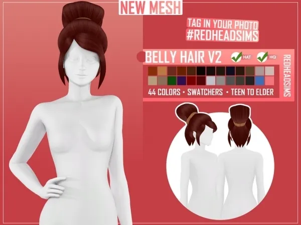 Maxis Match BELLY HAIR V2 by redheadsims - The Sims 4 Custom Content