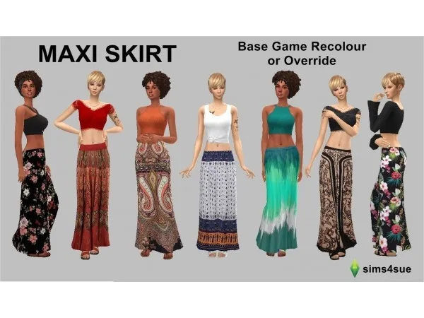 sims4sue BASE GAME MAXI SKIRT