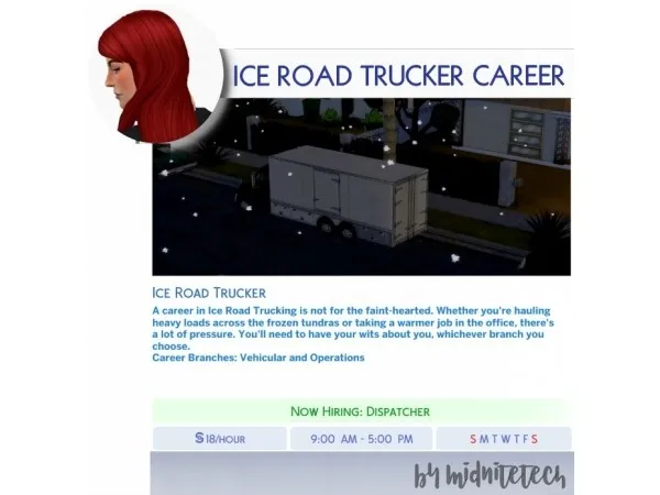 Mix midnitetech ICE ROAD TRUCKER CAREER - The Sims 4 Custom Content