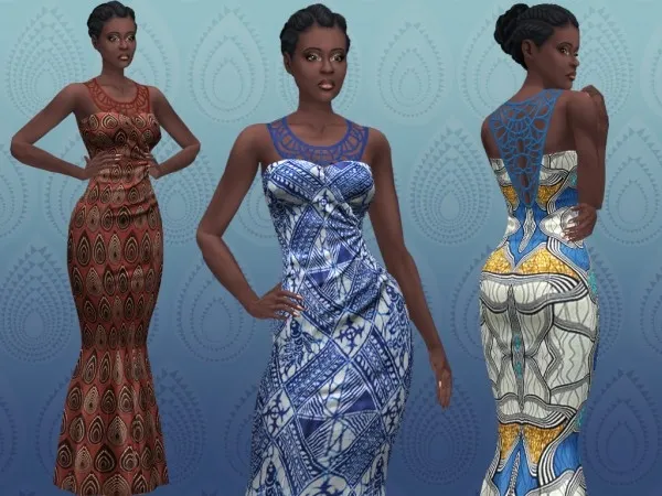 Alpha African formal mermaid dress by lilotea - The Sims 4 Custom Content