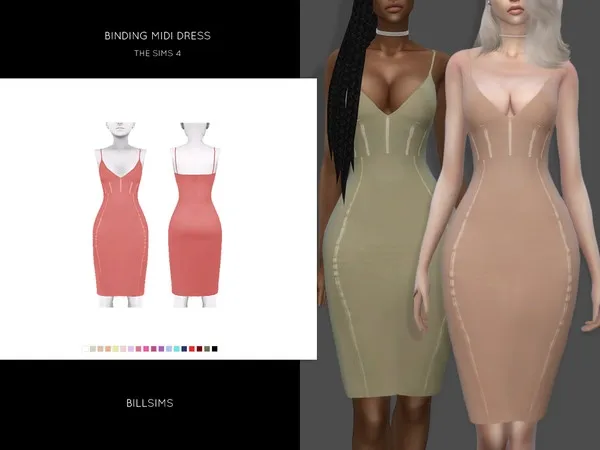 Alpha Binding Midi Dress - The Sims 4 Custom Content