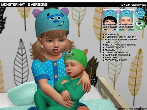 Alpha Monster Hat by simtographies - The Sims 4 Custom Content