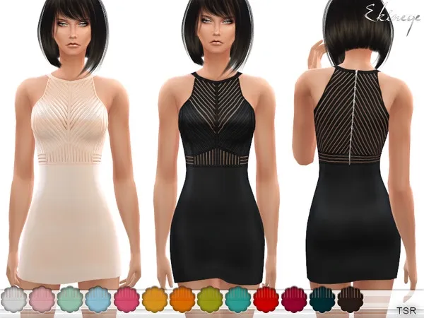 Alpha Shadow Striped Mini Dress - The Sims 4 Custom Content
