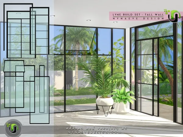 Alpha Lyne Build Set III Tall Walls - The Sims 4 Custom Content