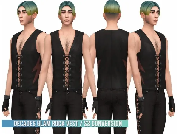 Maxis Match Decades Glam Rock Vest S3 Conversion by bustedpixels - The Sims 4 Custom Content