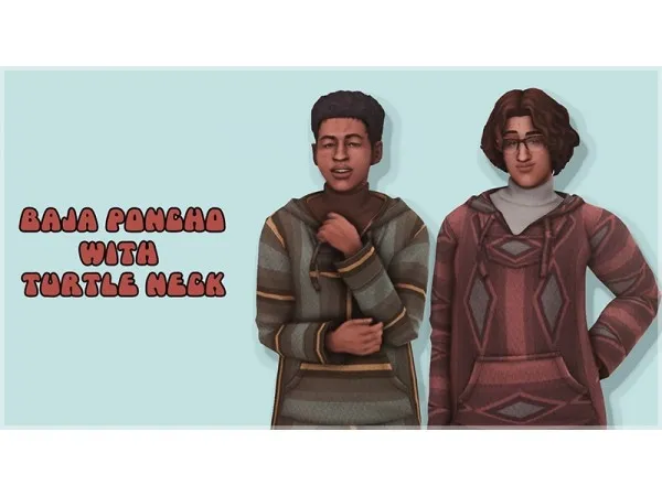 Maxis Match Saartje77 Baja Poncho TurtleNeck - The Sims 4 Custom Content