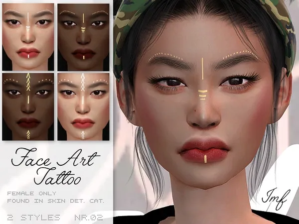 Alpha IMF Face Art Tattoo N02 - The Sims 4 Custom Content