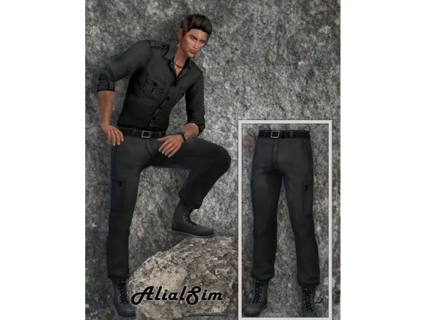 Maxis Match alialsim Military Pants With boots Recolor - The Sims 4 Custom Content