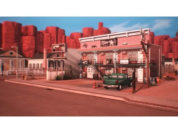 Maxis Match The Lazy Cactus Motel The Bar at StrangerVille Plaza by xsorcier - The Sims 4 Custom Content