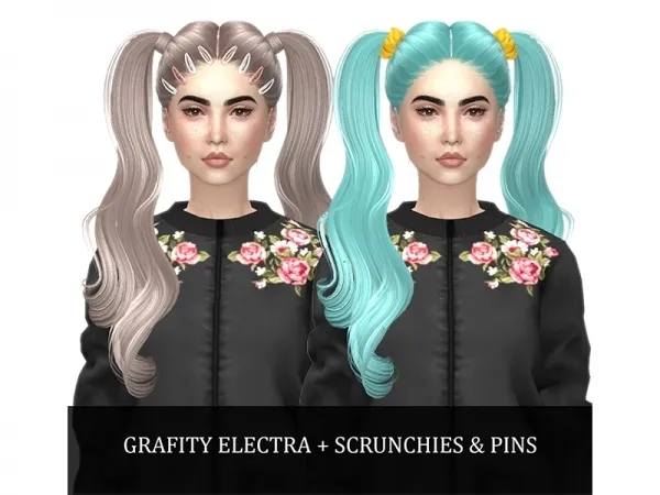 Alpha Electra Hair Scrunchies Pins by grafity-cc - The Sims 4 Custom Content
