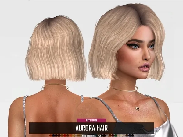 Alpha AURORA HAIR (RETEXTURE) - The Sims 4 Custom Content