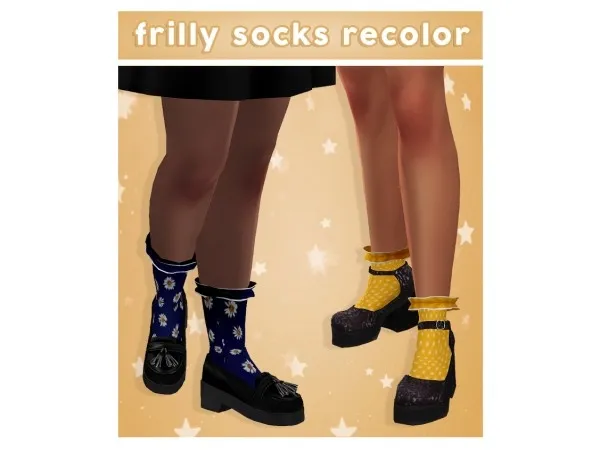 Maxis Match FRILLY SOCKS RECOLOR by foursims - The Sims 4 Custom Content