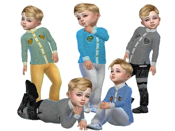 Alpha Denim shirt for toddler boys - The Sims 4 Custom Content