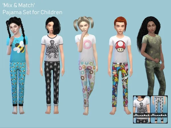 Alpha 'Mix Match' Pajama Set for Children - The Sims 4 Custom Content