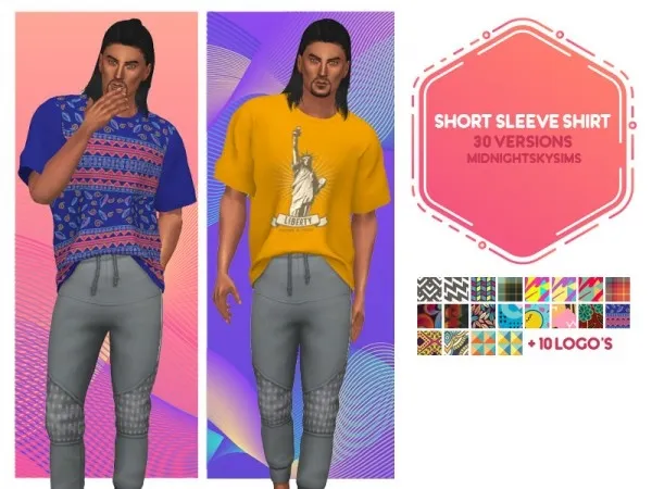 Alpha Basic Short Sleeve T Shirts by midnightskysims - The Sims 4 Custom Content