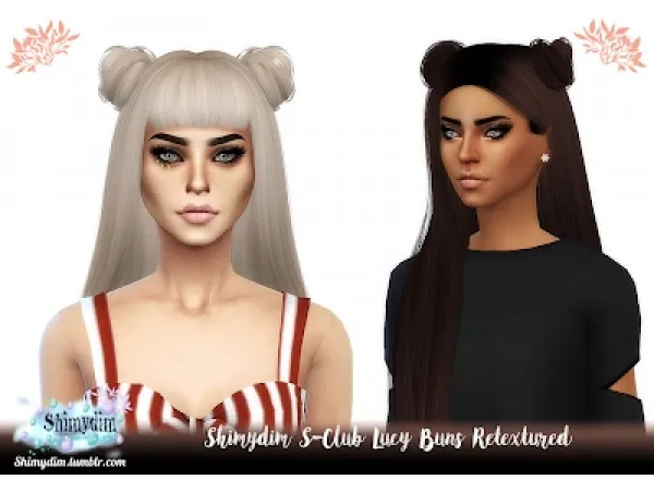 Alpha S4 S Club Lucy Buns Accessory Retexture Naturals Unnaturals - The Sims 4 Custom Content