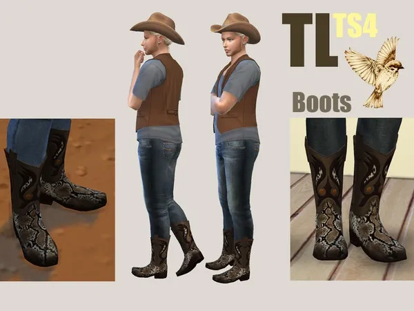 Cowboy Boots Caprock - The Sims 4 Custom Content