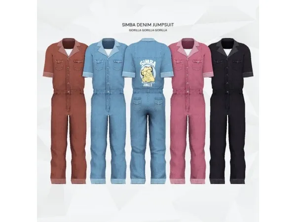 Alpha SIMBA Denim Jumpsuit by gorillax3 - The Sims 4 Custom Content