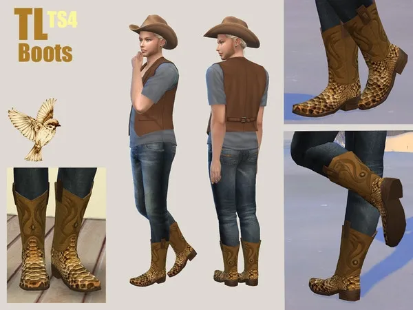 Cowboy Boots Meredith - The Sims 4 Custom Content