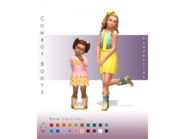 Maxis Match Cowboy Boots for All by renorasims - The Sims 4 Custom Content