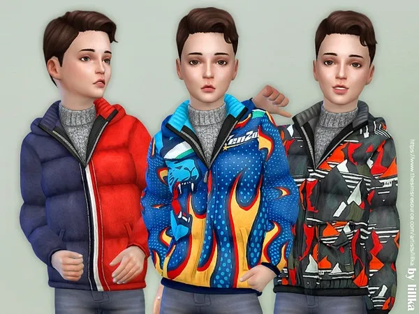 Alpha Winter Jacket for Boys 02 - The Sims 4 Custom Content