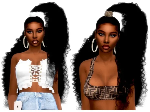 Alpha xxblacksims Kinky Updown pony hair - The Sims 4 Custom Content