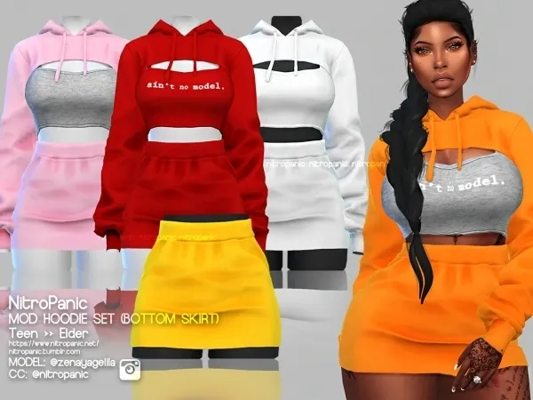 Mod Hoodie Set (Bottom Skirt)