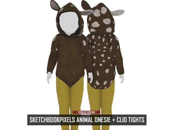 Alpha SKETCHBOOKPIXELS ANIMAL ONESIE CLIO TIGHTS by redheadsims - The Sims 4 Custom Content