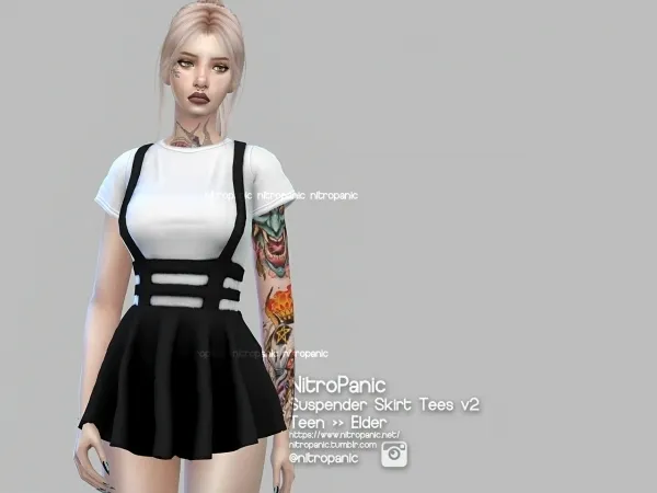 Alpha Suspender SkirtTees v2 by nitropanic - The Sims 4 Custom Content