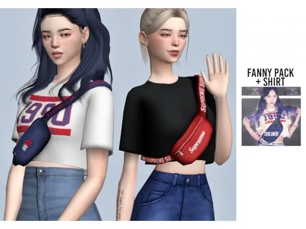 Alpha Fanny pack shirt by casteru - The Sims 4 Custom Content