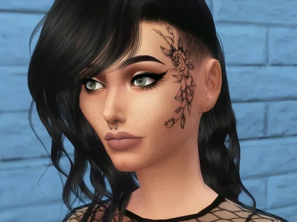 Alpha Rose Face tattoo - The Sims 4 Custom Content