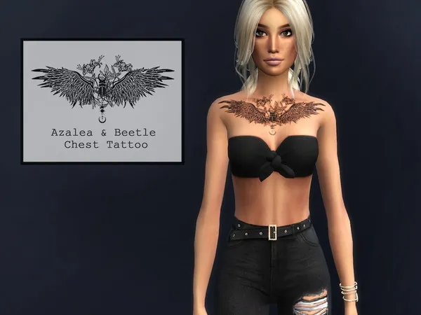 Alpha Beetle Chest Tattoo - The Sims 4 Custom Content