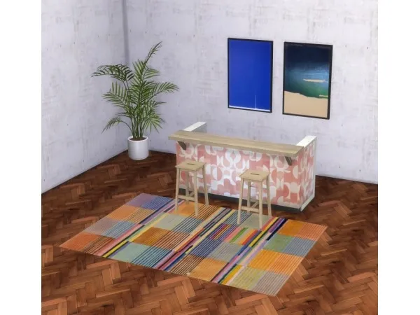 Alpha allbluesims A R T S Y R E C O L O R S Bar counter wall art rugs recolor - The Sims 4 Custom Content