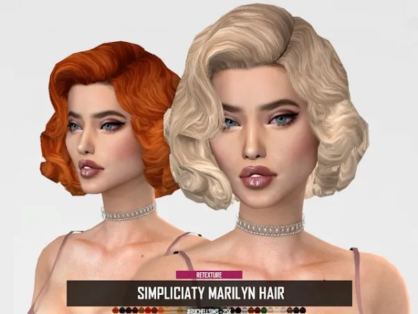 Alpha RUCHELLSIMS SIMPLICIATY MARILYN HAIR (RETEXTURE) - The Sims 4 Custom Content