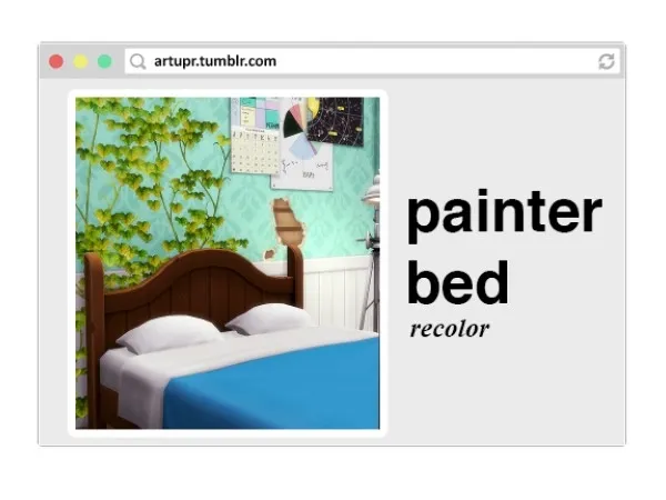 Maxis Match artupr Painter Bed recolor - The Sims 4 Custom Content
