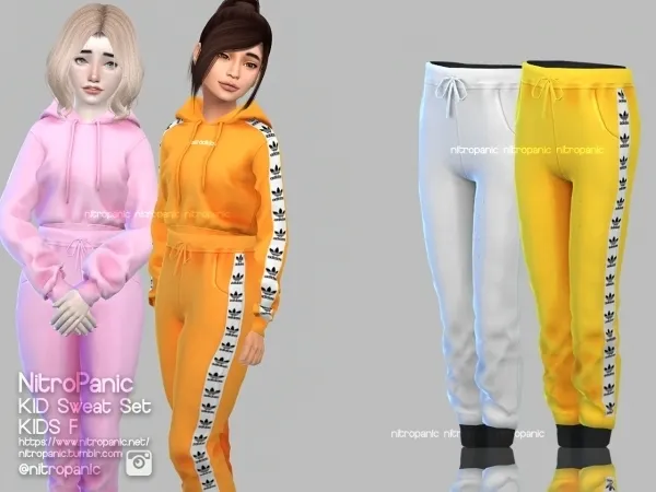Alpha Kid F Sweat Set (Bottom Sweat Pants) by nitropanic - The Sims 4 Custom Content