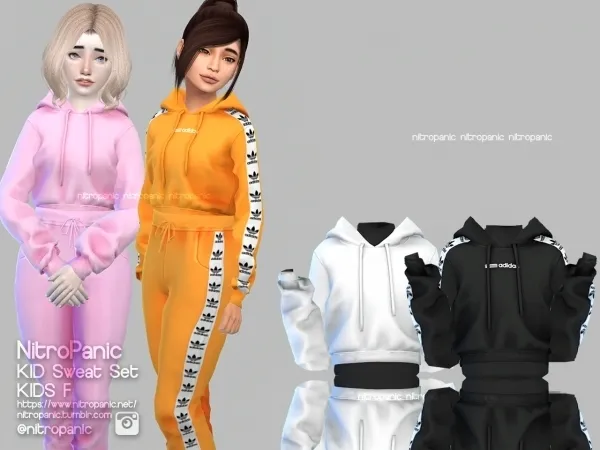 Alpha Kid F Sweat Set (TOP HOODIE) by nitropanic - The Sims 4 Custom Content