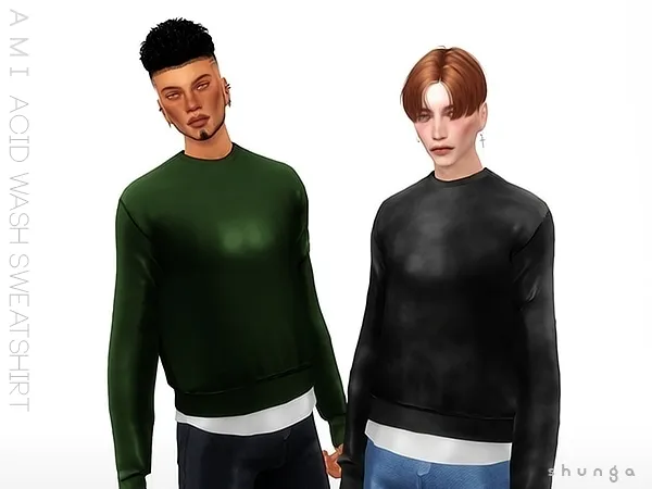 Alpha SHUNGA AMI Acid Wash Sweatshirt by shunga - The Sims 4 Custom Content