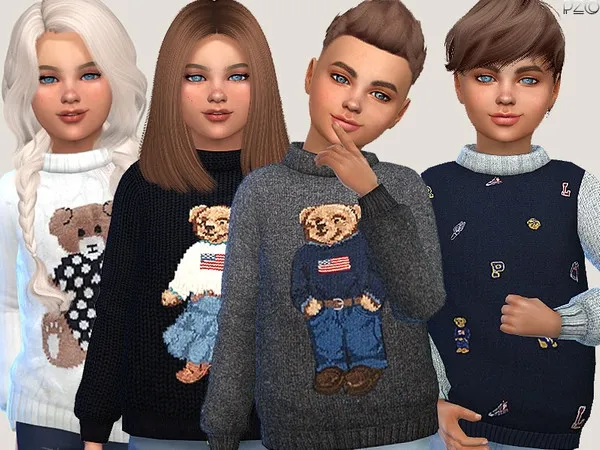 Alpha Teddy Bear Sweaters For Children - The Sims 4 Custom Content