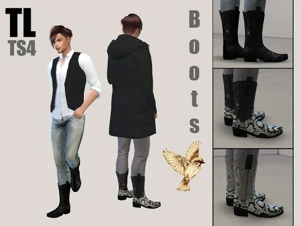 Alpha Cowboy Boots Timbercreek - The Sims 4 Custom Content